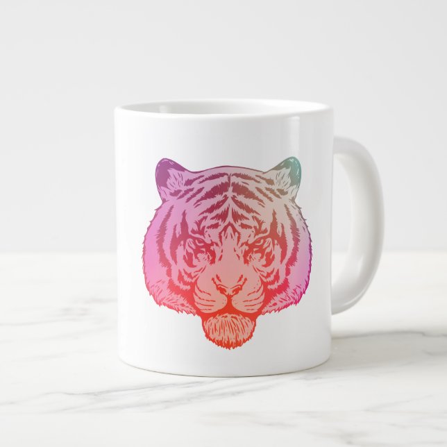 Caneca De Café Grande Tigre de Neon (Frente Esquerda)