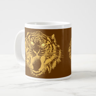 Caneca De Café Grande Tigre em laranja com olhos amarelos