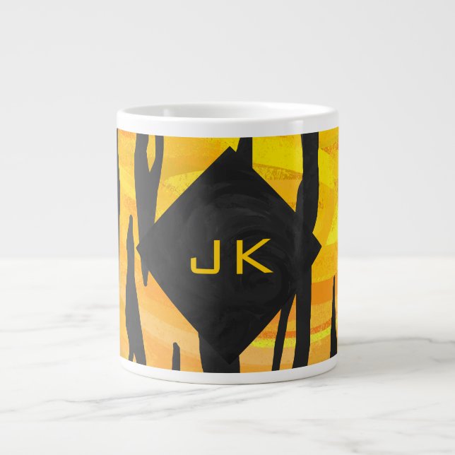 Caneca De Café Grande Tigre Impressão de preto e laranja (Frente)