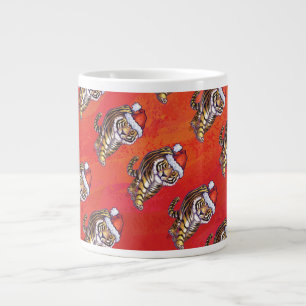 Caneca De Café Grande Tigre Natal em Vermelho