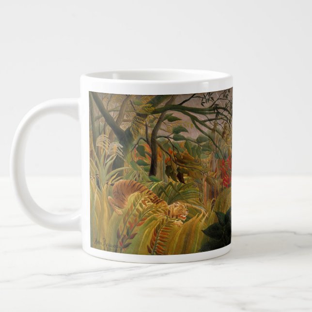 Caneca De Café Grande Tigre numa Tempestade Tropical por Henri Rousseau (Esquerda)