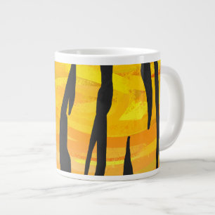 Caneca De Café Grande Tigre Preto e Laranja Estampado