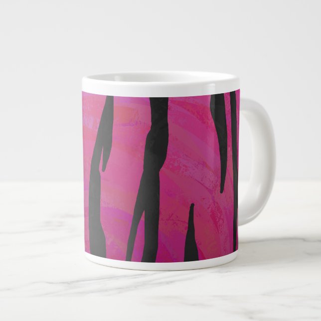 Caneca De Café Grande Tigre, rosa quente e Impressão preto (Frente Esquerda)