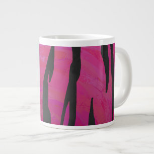 Caneca De Café Grande Tigre Rosa Quente e Preto Impresso