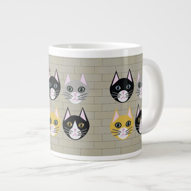 Caneca De Café Grande Tijolo de gatos (Frente Esquerda)