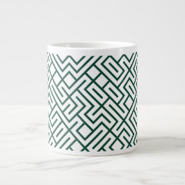 Caneca De Café Grande Tiled Lines Generative (Dark Green Line) Unique