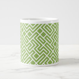 Caneca De Café Grande Tiled Lines Generative (Greenery Fill) Unique