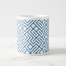 Caneca De Café Grande Tiled Lines Generative (Light Blue Fill) Unique