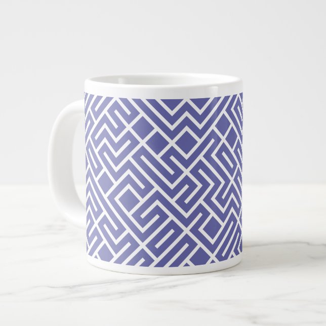 Caneca De Café Grande Tiled Lines Generative (Periwinkle Fill) Unique (Frente Esquerda)