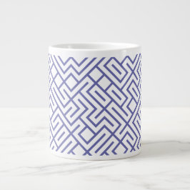 Caneca De Café Grande Tiled Lines Generative (Periwinkle Lines) Unique