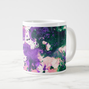 Caneca De Café Grande Tinta Abstrato verde e roxa de proteção colorida
