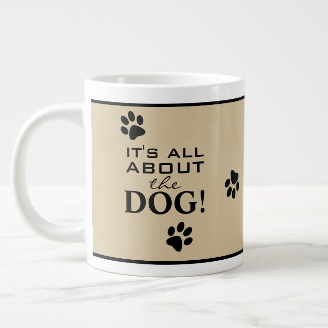 Caneca De Café Grande Tipografia de Cães Personalizados e Bonitos (Esquerda)