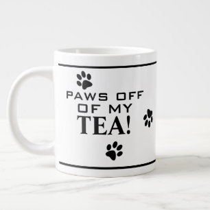 Caneca De Café Grande Tipografia de Pata de Cachorro Chá Preto e Branco 