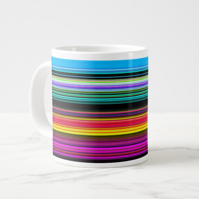 Caneca De Café Grande Tiras coloridas finas - 2 (Frente Esquerda)