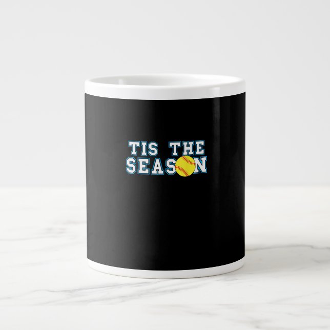 Caneca De Café Grande Tis The Season Softball Coach Creative Casual (Frente)