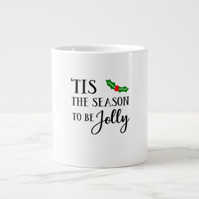 Caneca De Café Grande Tis The Season To Be Christmas Mistletoe (Frente)