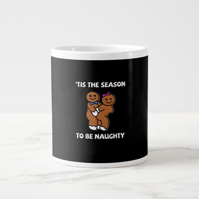 Caneca De Café Grande Tis The Season To Naughty Gingerbread Couple Chris (Frente)