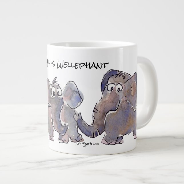 Caneca De Café Grande Todos são elefantes de desenhos animados Wellephan (Frente Esquerda)