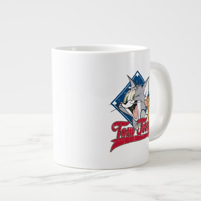 Caneca De Café Grande Tom And Jerry | Tom And Jerry On Baseball Diamond (Frente Esquerda)