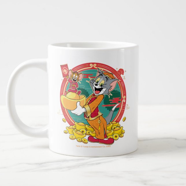 Caneca De Café Grande Tom & Jerry Ano novo Envelope Vermelho (Esquerda)