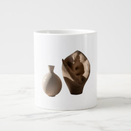 Caneca De Café Grande Tonal Clay Slip Casting Artisan Texture