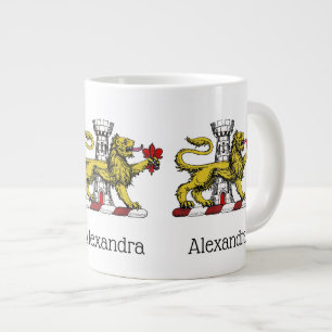 Caneca De Café Grande Torre do Leão Emblema Flor de Lis Crista C