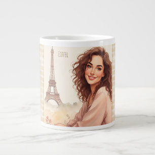 Caneca De Café Grande Torre Eiffel e Mulheres Bonitas, Paris, Francês