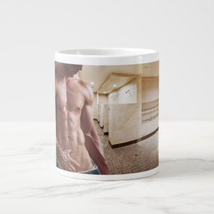 Caneca De Café Grande Torso masculino musculoso sem camisa do SlipperyJo