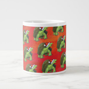 Caneca De Café Grande Tortoise Christmas On Red