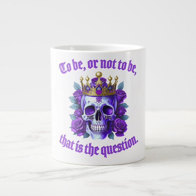 Caneca De Café Grande Totenkopf Geschenk Krone Rosen Spruch König Lila (Frente)