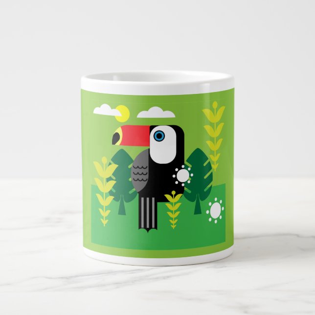 Caneca De Café Grande Toucan Tropical Bird (Frente)