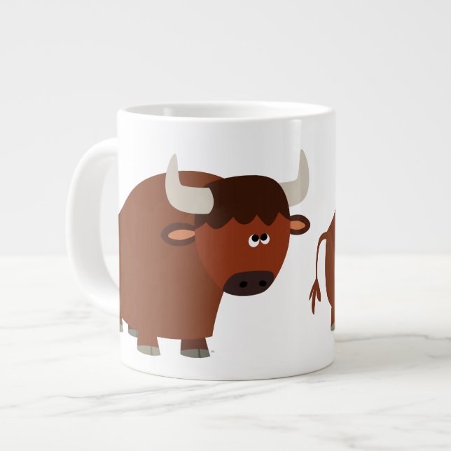 Caneca De Café Grande Touro de Cartoon Bonito Jumbo Mug (Frente Esquerda)