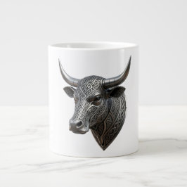 Caneca De Café Grande Touro de Prata Céltico Cabeça Viking Céltico