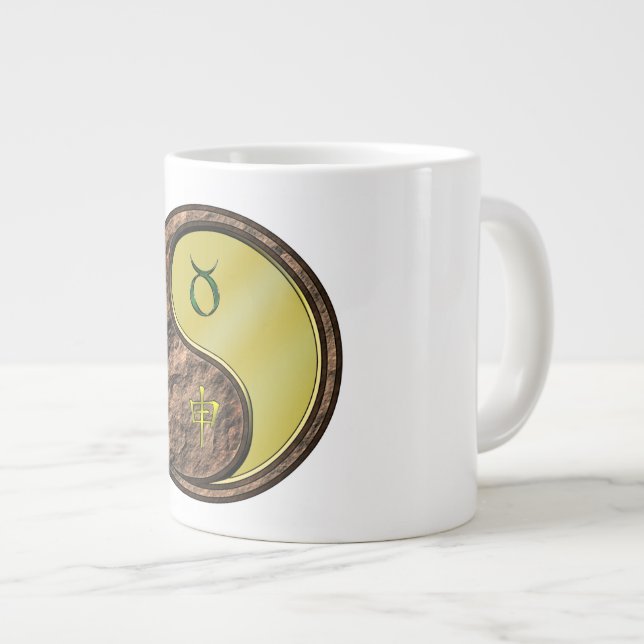 Caneca De Café Grande Touro & Macaco de Metal (Frente Esquerda)