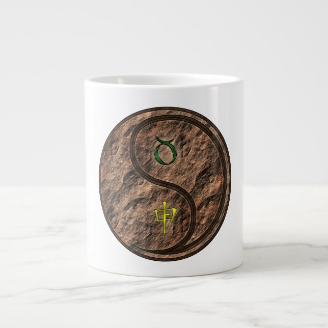 Caneca De Café Grande Touro & Macaco de Terra (Frente)