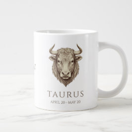 Caneca De Café Grande Touro Zodíaco Nome Personalizado & Data de Nascime