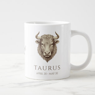 Caneca De Café Grande Touro Zodíaco Nome Personalizado & Data de Nascime