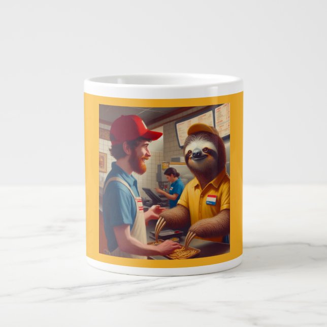 Caneca De Café Grande Trabalhador de Comida Rápida Lenta (Frente)