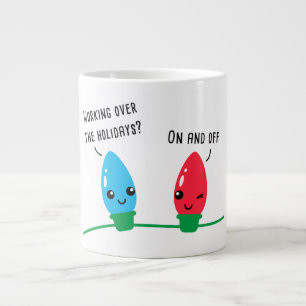 Caneca De Café Grande Trabalhando Sobre As Férias Luzes De Natal Engra