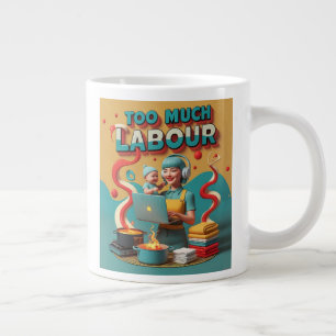 Caneca De Café Grande Trabalho Demasiado - Arte Sádica Retro Feminista