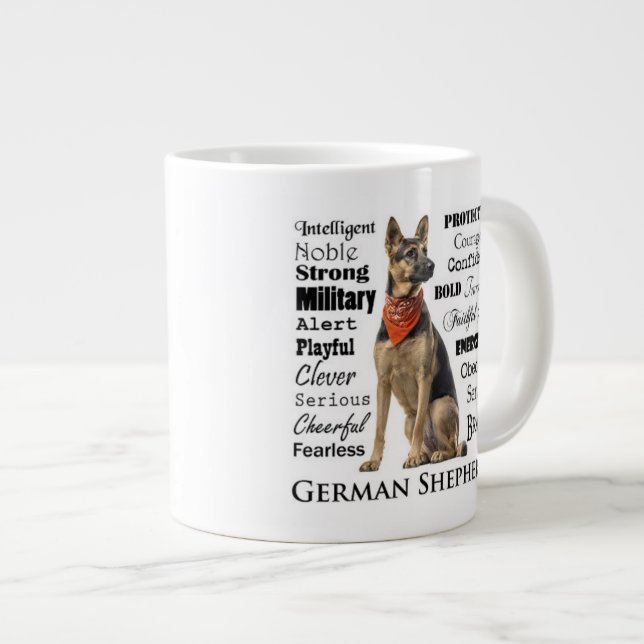 Caneca De Café Grande Traços do German shepherd Jumbo Mug (Frente Esquerda)