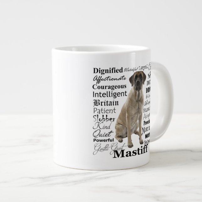 Caneca De Café Grande Traços do Mastiff Jumbo Mug (Frente Esquerda)