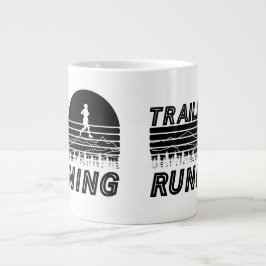 Caneca De Café Grande Trail Running im Sonnenuntergang mit Bergen