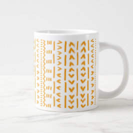 Caneca De Café Grande Trajetórias de mudo solar padrão africano em branc
