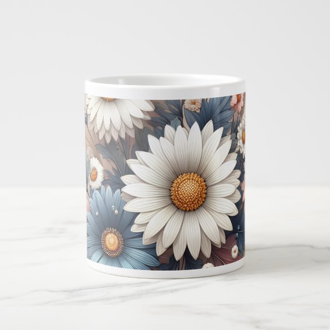 Caneca De Café Grande Transforme o seu espaço com uma margarida elegante (Frente)
