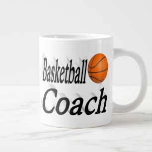Caneca De Café Grande Treinador de basquete meio texto