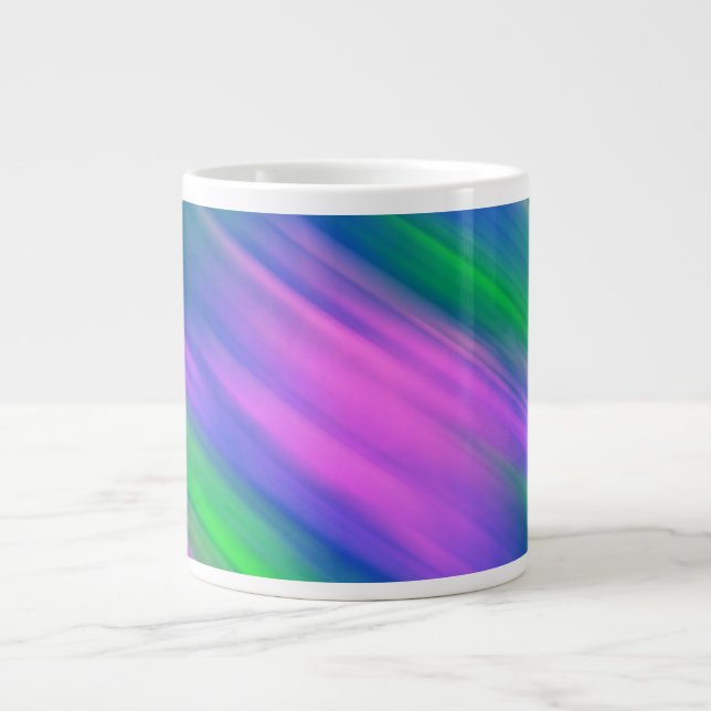 Caneca De Café Grande Trendy Neon Bright Abstrato verde-rosa azul (Frente)