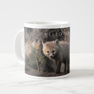 Caneca De Café Grande Três Cubs Fox, Parque Nacional Yellowstone, Wyomi