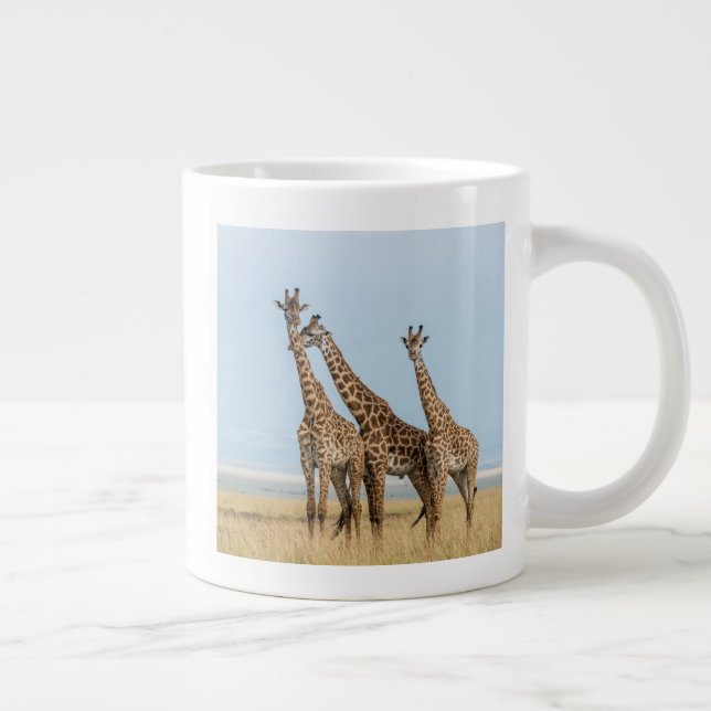 Caneca De Café Grande Três girafas posando (Direita)