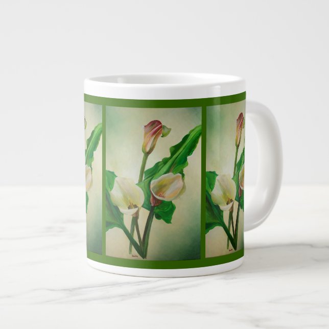 Caneca De Café Grande Três Lírios Calla Afiados em acrílico Botânico (Frente Esquerda)
